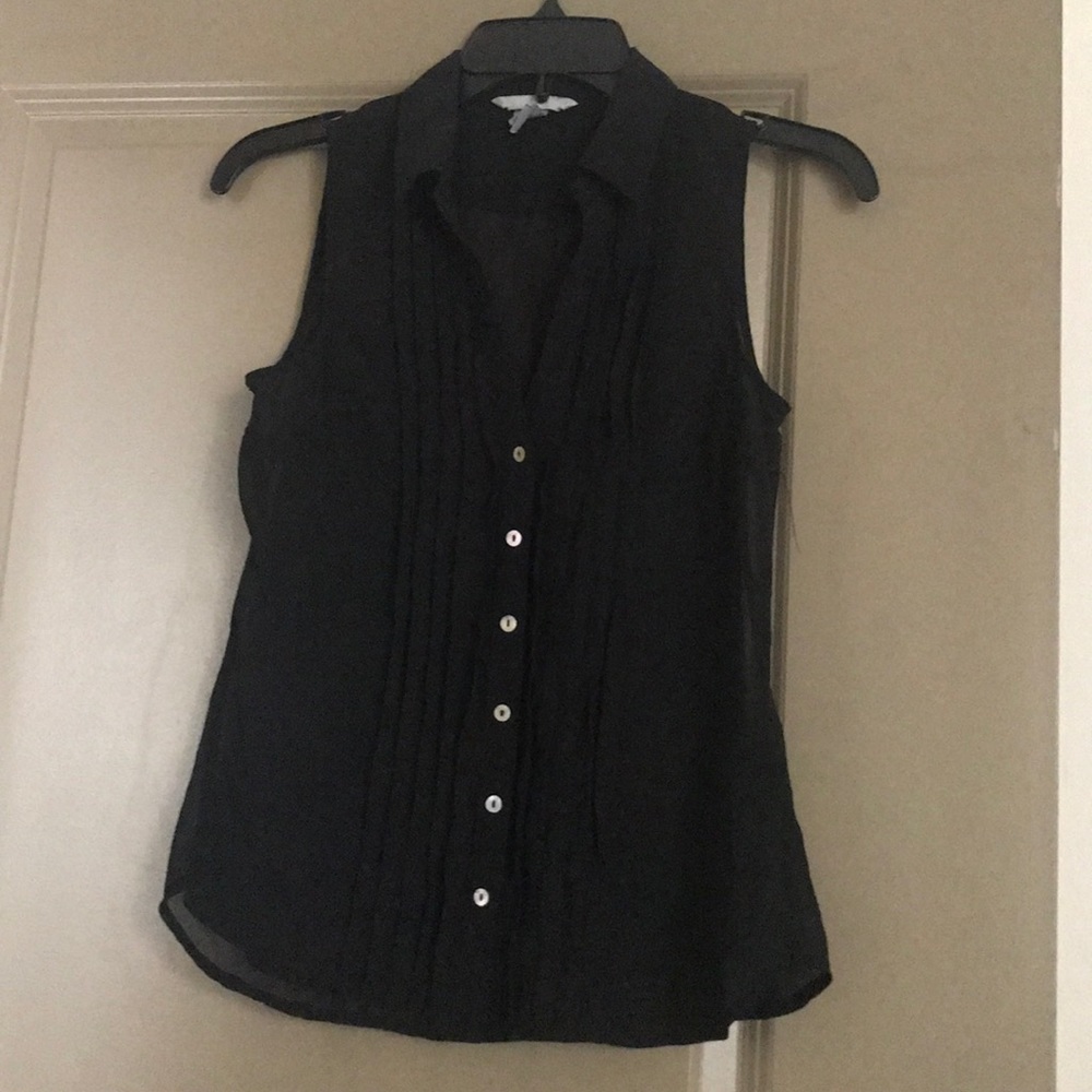 Black sheer sleeveless button down